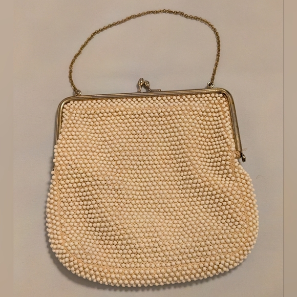 Vintage Lumured Cordé Bead Beaded Purse Clutch - Picture 1 of 13